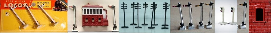 Semaphore signals, signal box, telegraph poles, 2 aspect electric signals, distant signal