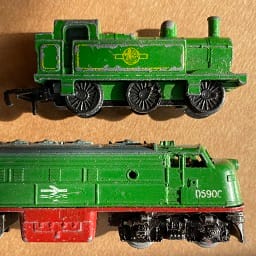 Small tank and transcontinental diesel, with UK intercity logo